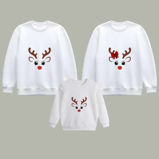 Sudaderas Familiares de Navidad – Reno a Juego para Mamá, Papá y Niñ@