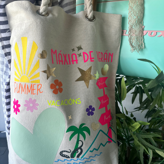 Bolsa tote con cordón grueso