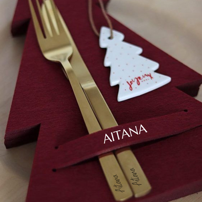 Porta Cubiertos Árbol de Navidad Personalizado
